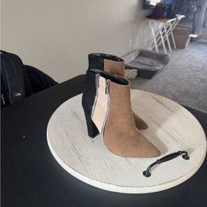 JustFab Black and Tan Ankle Booties